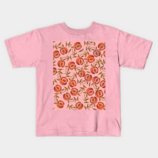 Seamless pattern with peaches and leaves Kids T-Shirt